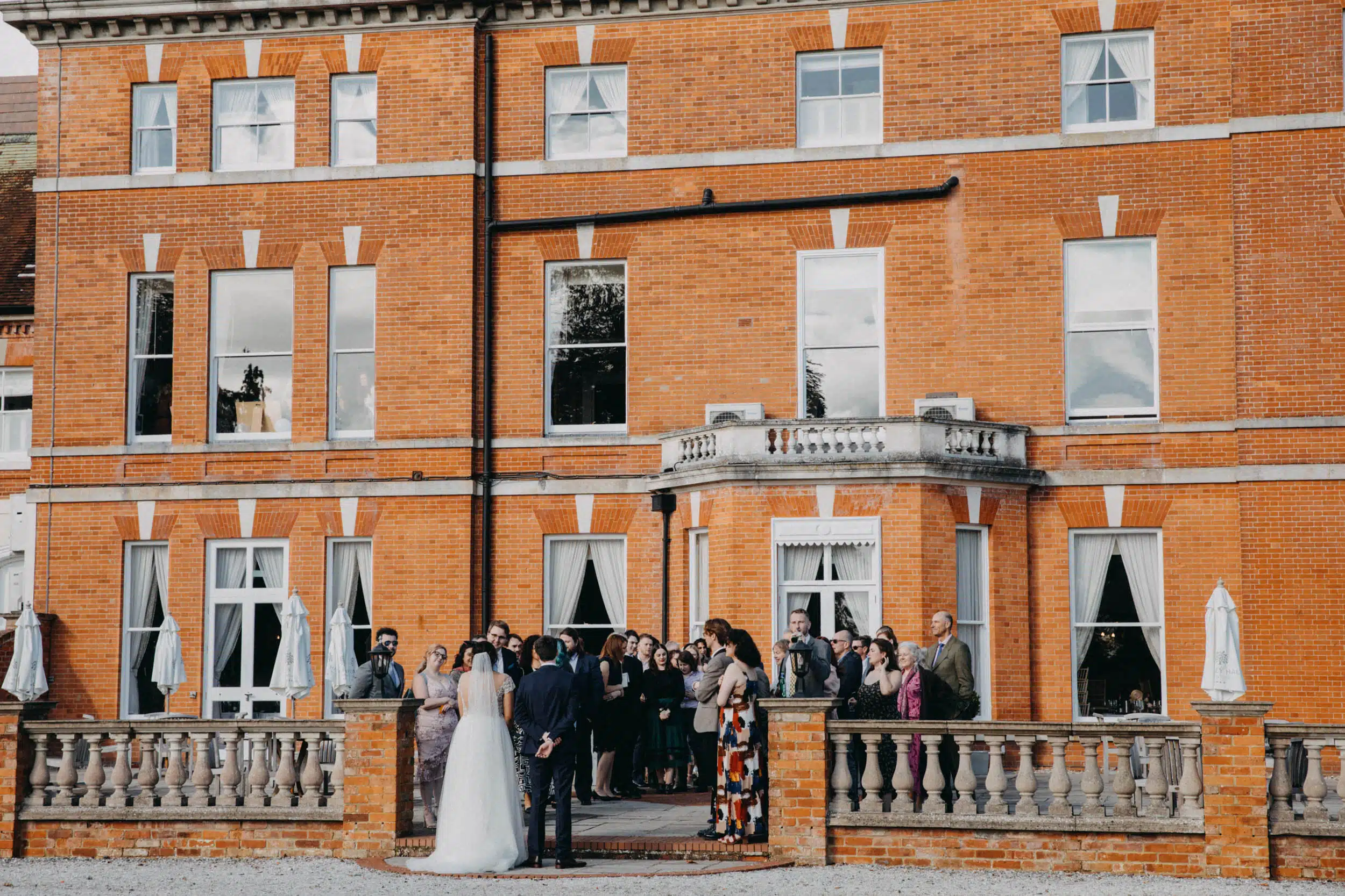 Wedding group shot on the Garden Terrace