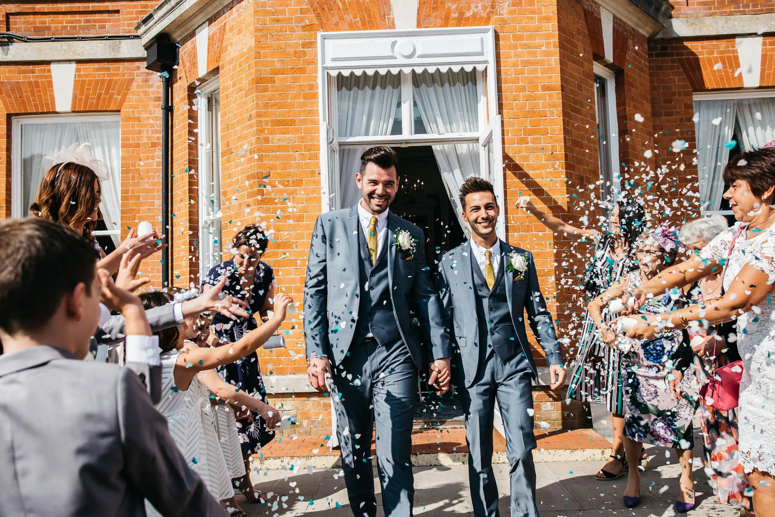 Grooms confetti shot on the Garden Terrace